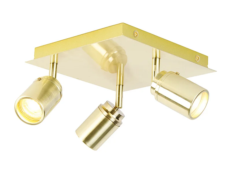 Spot de salle de bain moderne en laiton carré 3 lumières IP44 - Ducha