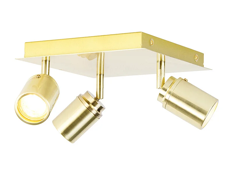 Spot de salle de bain moderne en laiton carré 3 lumières IP44 - Ducha