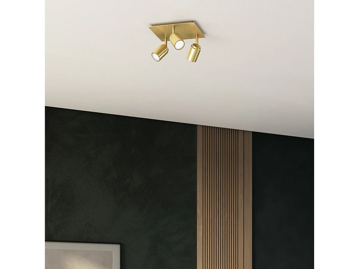 Spot de salle de bain moderne en laiton carré 3 lumières IP44 - Ducha