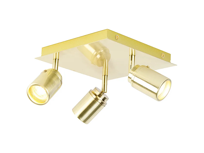 Spot de salle de bain moderne en laiton carré 3 lumières IP44 - Ducha
