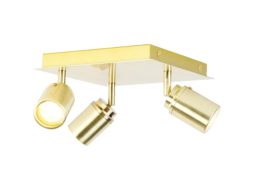 Spot de salle de bain moderne en laiton carré 3 lumières IP44 - Ducha