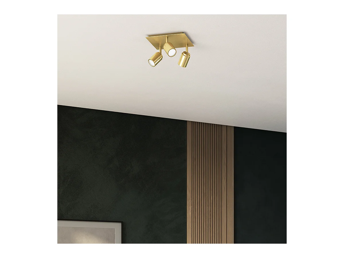 Spot de salle de bain moderne en laiton carré 3 lumières IP44 - Ducha