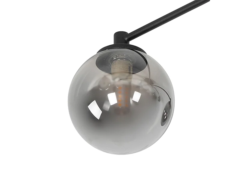 Plafonnier moderne noir à 8 lumières avec verre fumé - Athènes