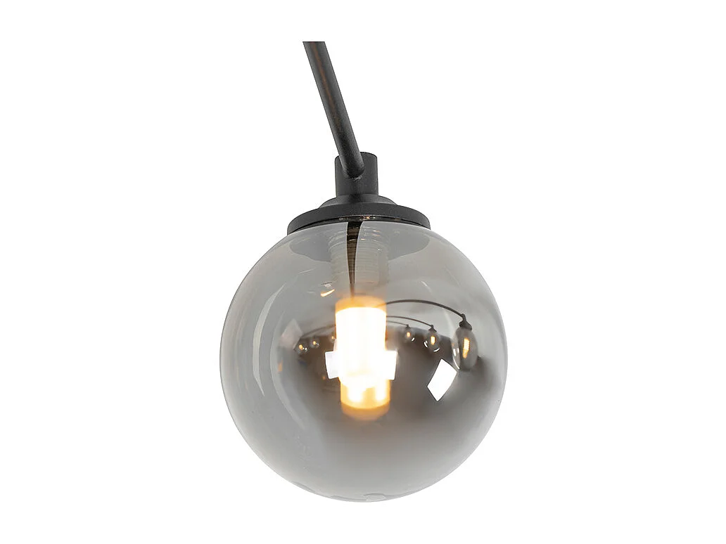 Plafonnier moderne noir 8 lumières avec verre fumé - Athènes