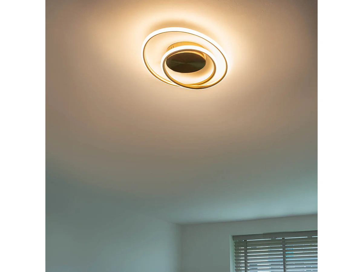 Plafonnier design doré avec LED à intensité variable 3 niveaux - Rowan