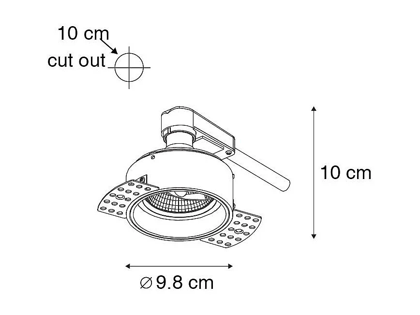 Spot encastré moderne noir sans bordure - Impact 70