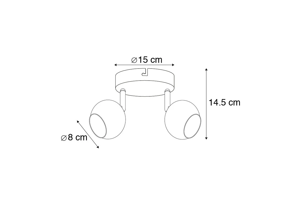 Spot rétro rond en laiton avec plafonnier à 2 ampoules - Gissi