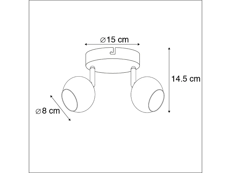 Spot rond rétro en laiton avec plaque de plafond 2 lumières - Gissi