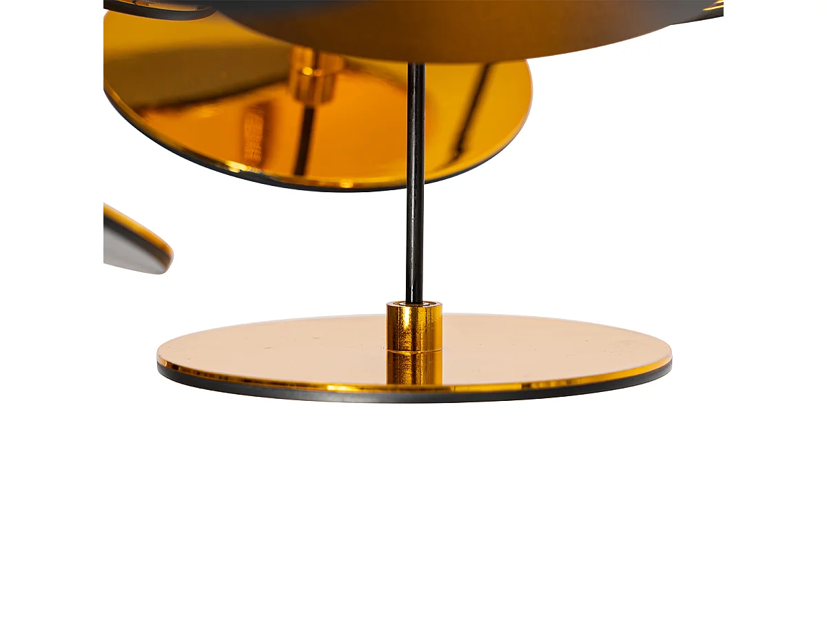 Plafonnier design noir et or 54 cm 3 lumières - Cerchio