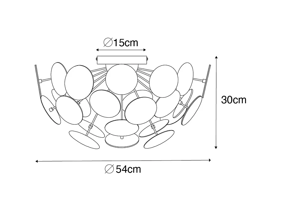 Plafonnier design noir et or 54 cm 3 lumières - Cerchio