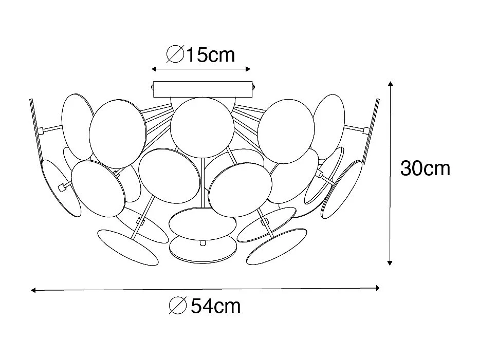 Plafonnier design noir avec or 54 cm 3 lumières - Cerchio