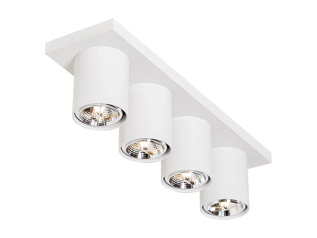 Spot de plafond moderne blanc 4 lumières - Tubo