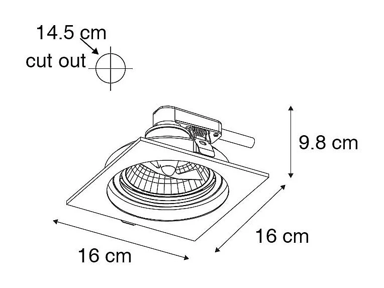 Spot encastré carré blanc orientable - Chuck 111