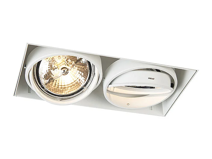 Spot encastré blanc orientable et inclinable AR111 sans bordure 2 lumières - Oneon