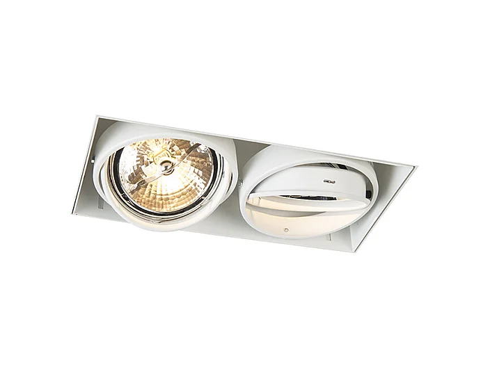 Spot encastré blanc orientable et inclinable AR111 sans bordure 2 lumières - Oneon