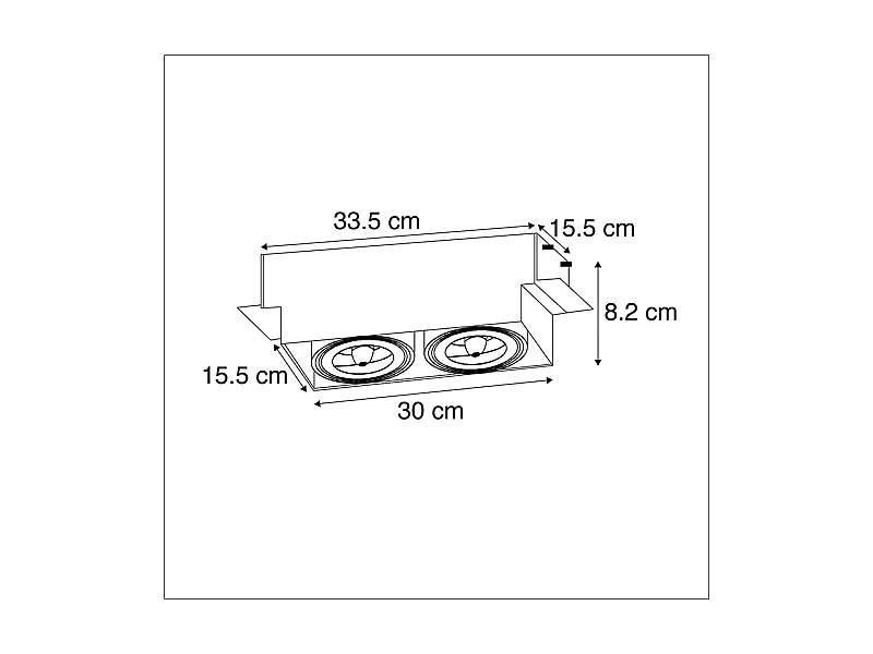 Spot encastré blanc orientable et inclinable AR111 sans bordure 2 lumières - Oneon