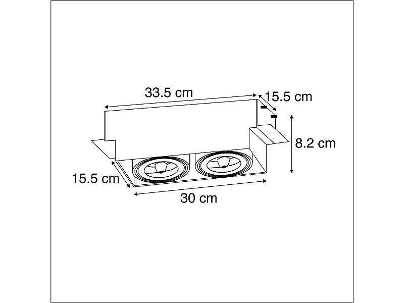Spot encastré blanc orientable et inclinable AR111 sans bordure 2 lumières - Oneon