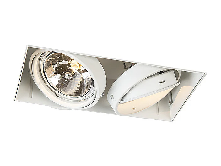 Spot encastré blanc orientable et inclinable AR111 sans bordure 2 lumières - Oneon