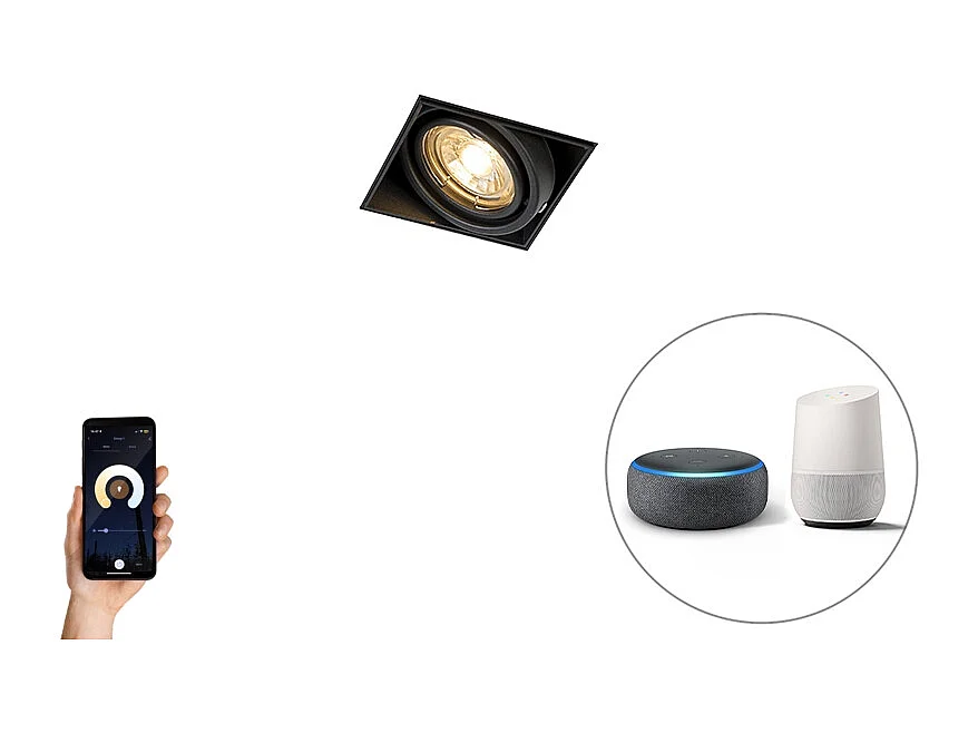 Spot encastré intelligent noir avec WiFi GU10 sans bordure - Oneon 1