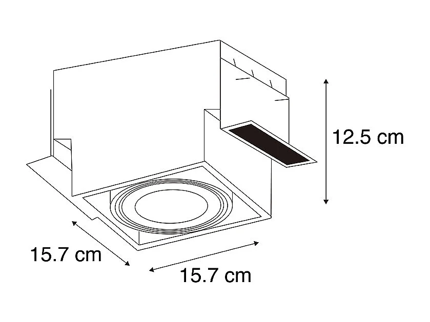 Spot encastré noir GU10 AR111 sans bordure - Oneon