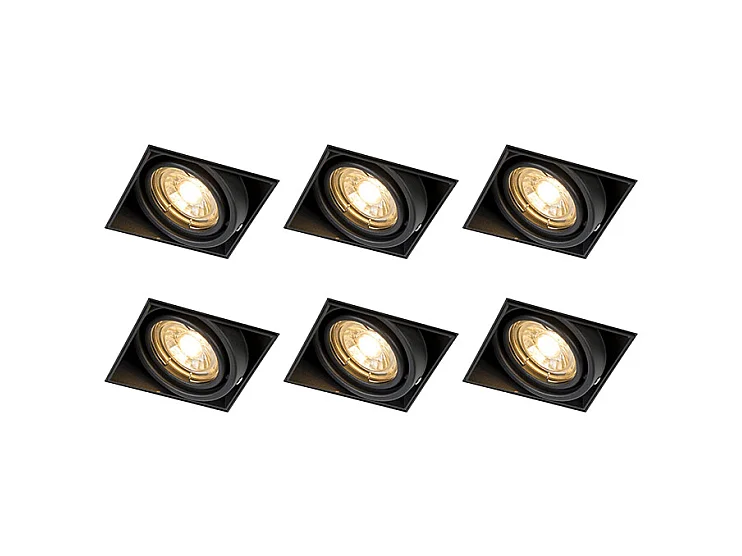 Lot de 6 spots encastrés noirs GU10 orientables sans bordure - Oneon