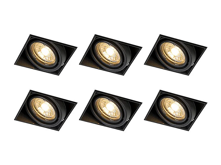 Lot de 6 spots encastrés noirs GU10 orientables sans bordure - Oneon