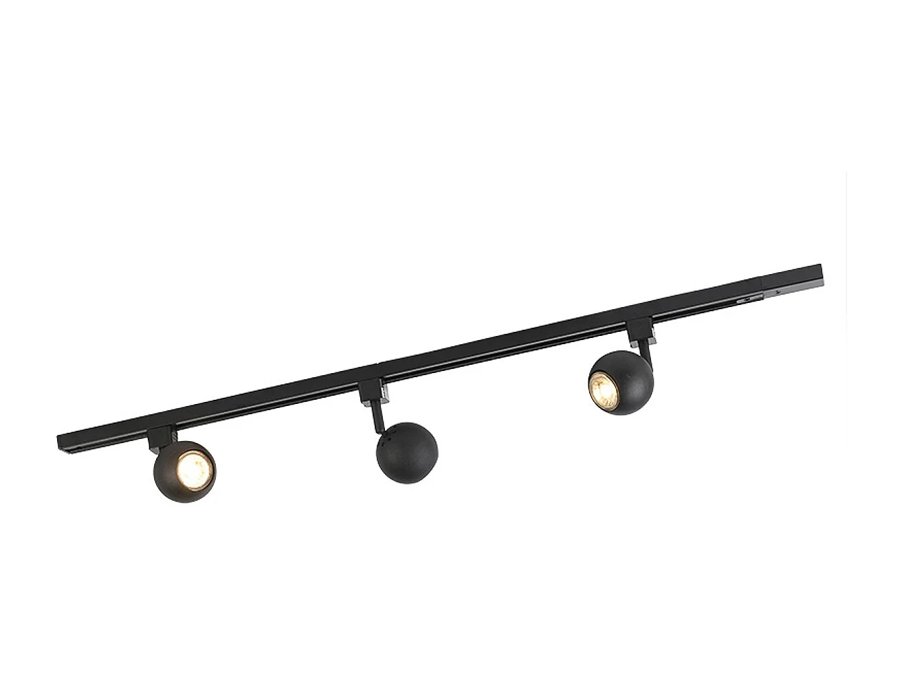 Système d'éclairage sur rail moderne avec 3 spots noirs monophasé - Iconic Gissi