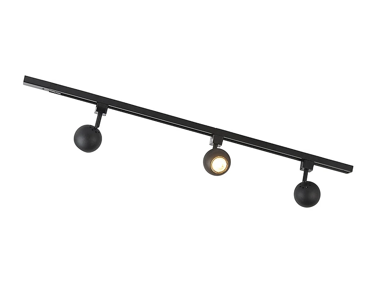 Système d'éclairage sur rail moderne avec 3 spots noirs monophasé - Iconic Gissi