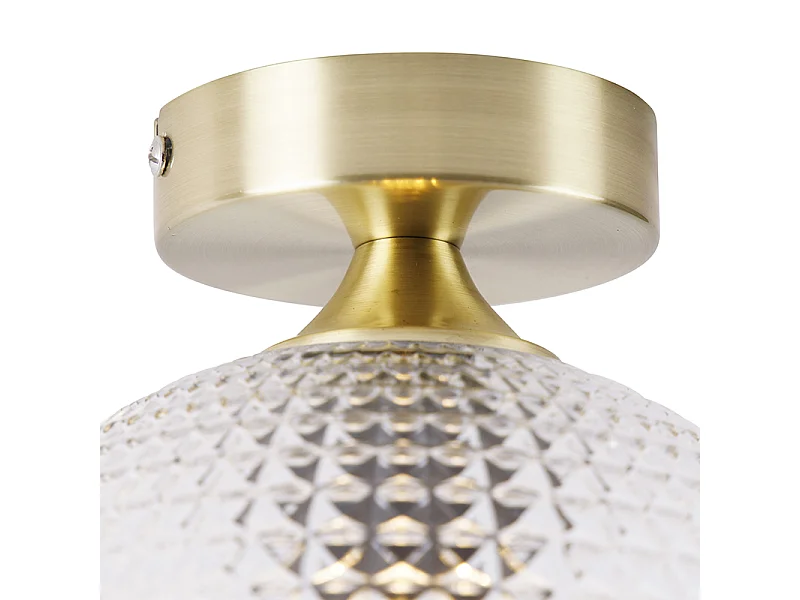 Plafonnier Art Déco Laiton avec Verre Transparent - Sphere