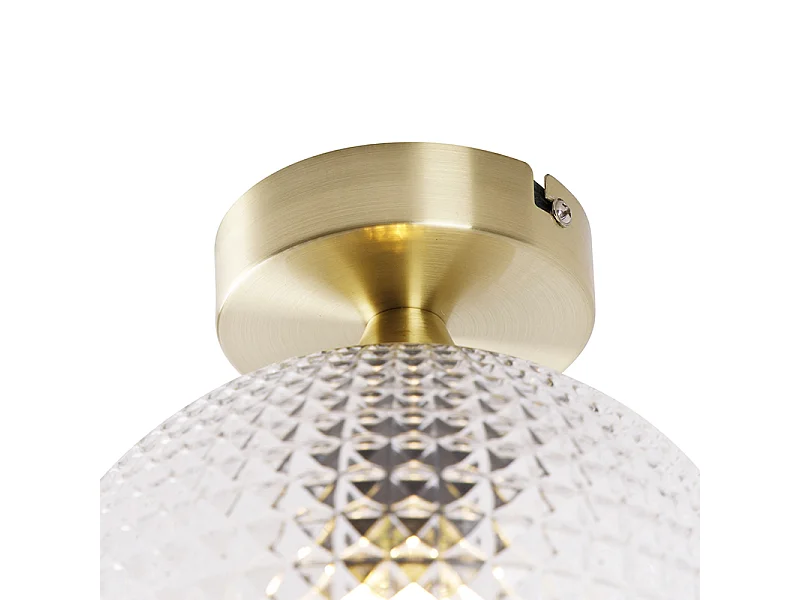 Plafonnier Art Déco Laiton avec Verre Transparent - Sphere