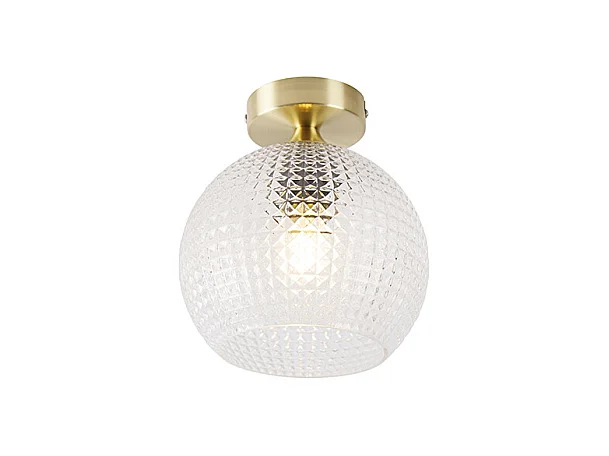Plafonnier Art Déco Laiton avec Verre Transparent - Sphere