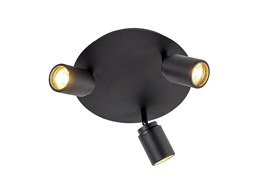 Spot de salle de bain moderne 3 lumières noir IP44 - Ducha