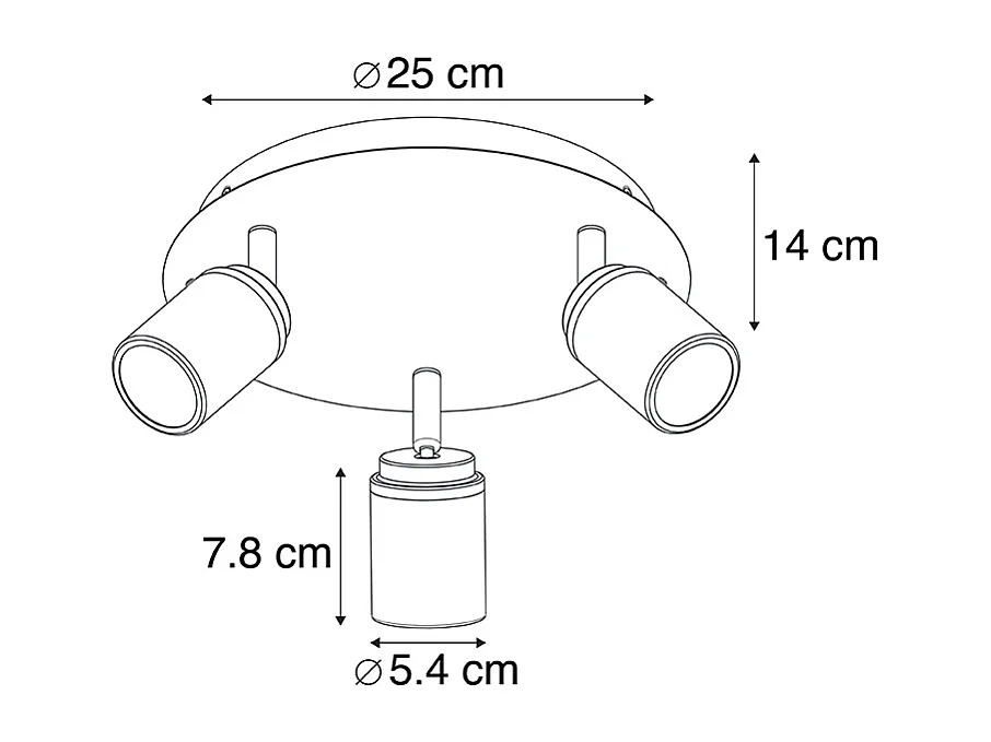 Spot de salle de bain moderne noir 3 lumières IP44 - Ducha