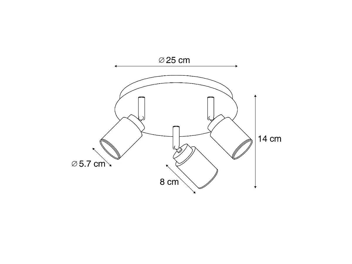 Spot de salle de bain moderne noir 3 lumières IP44 - Ducha