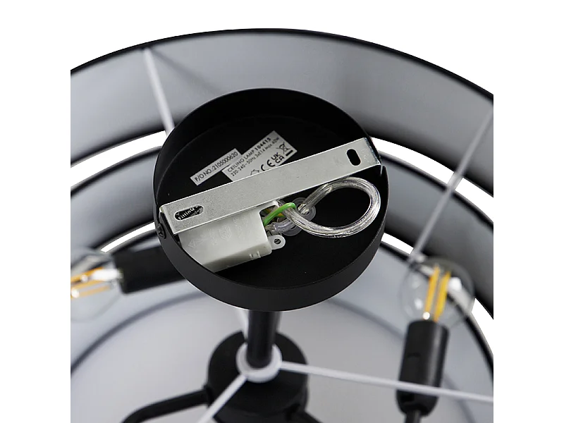 Plafonnier moderne noir 45 cm 3 lumières - Drum Trio