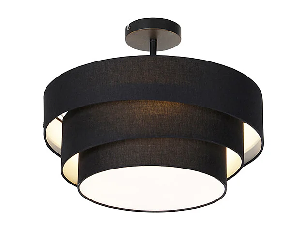 Plafonnier moderne noir 45 cm 3 lumières - Drum Trio