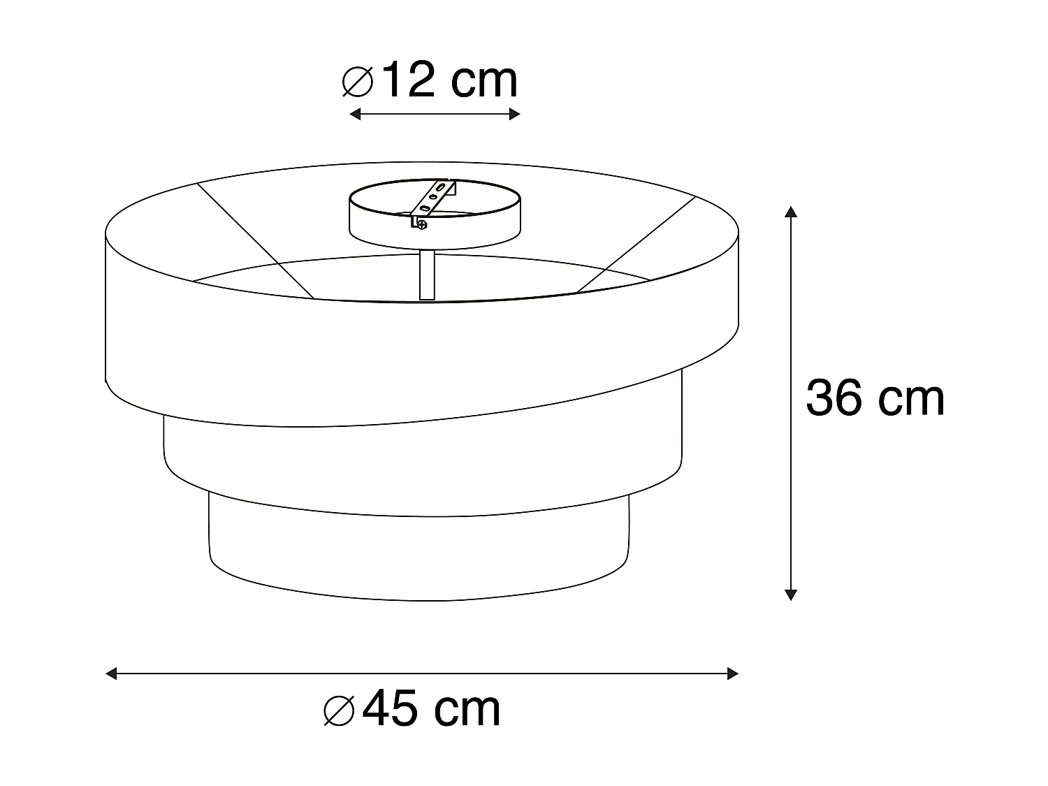Plafonnier moderne noir 45 cm 3 lumières - Drum Trio