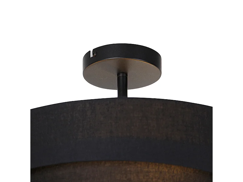 Plafonnier moderne noir 45 cm 3 lumières - Drum Trio