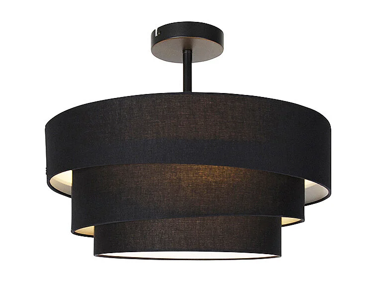 Plafonnier moderne noir 45 cm 3 lumières - Drum Trio
