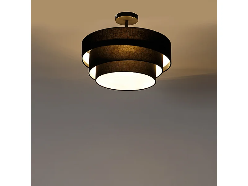 Plafonnier moderne noir 45 cm 3 lumières - Drum Trio