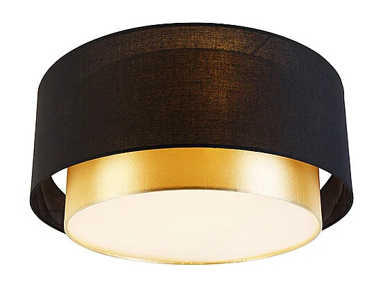 Plafonnier moderne noir avec or 50 cm 3 lumières - DRUM DUO