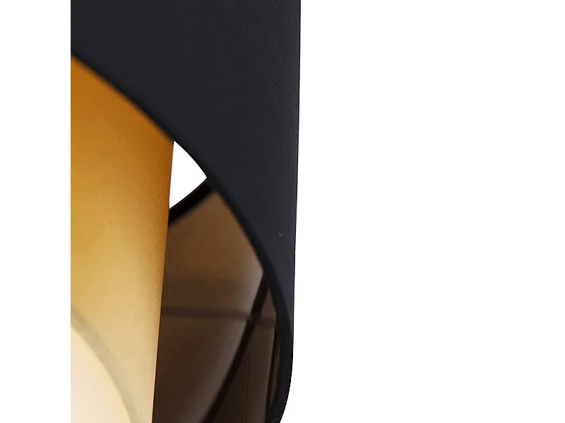 Plafonnier moderne noir avec or 50 cm 3 lumières - DRUM DUO