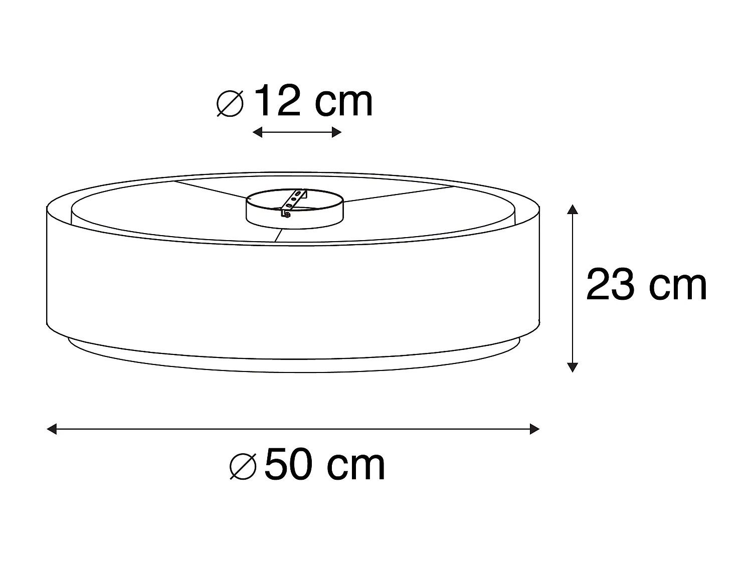 Plafonnier moderne noir avec or 50 cm 3 lumières - DRUM DUO