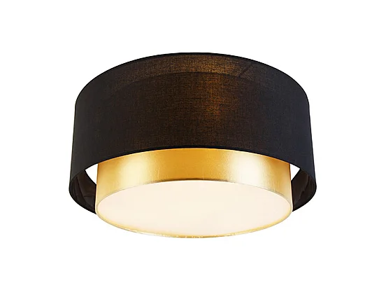 Plafonnier moderne noir avec or 50 cm 3 lumières - DRUM DUO