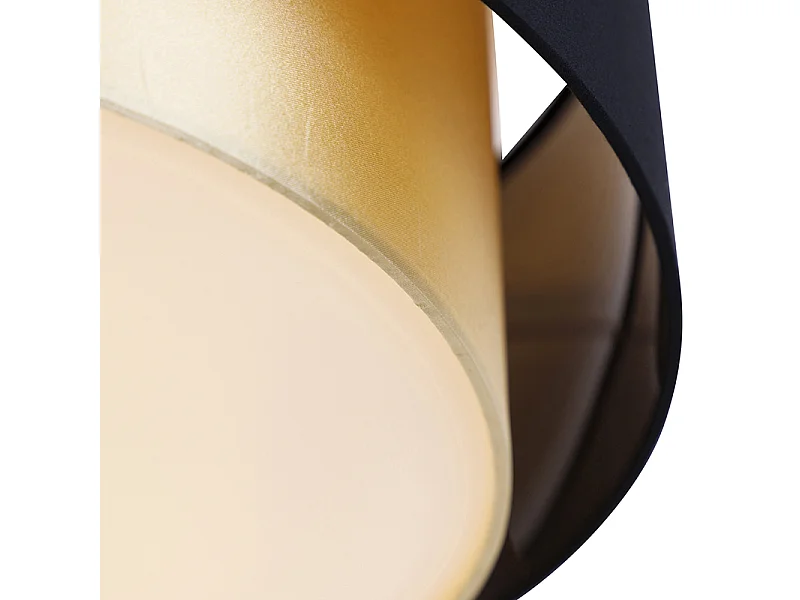 Plafonnier moderne noir avec or 50 cm 3 lumières - Drum Duo