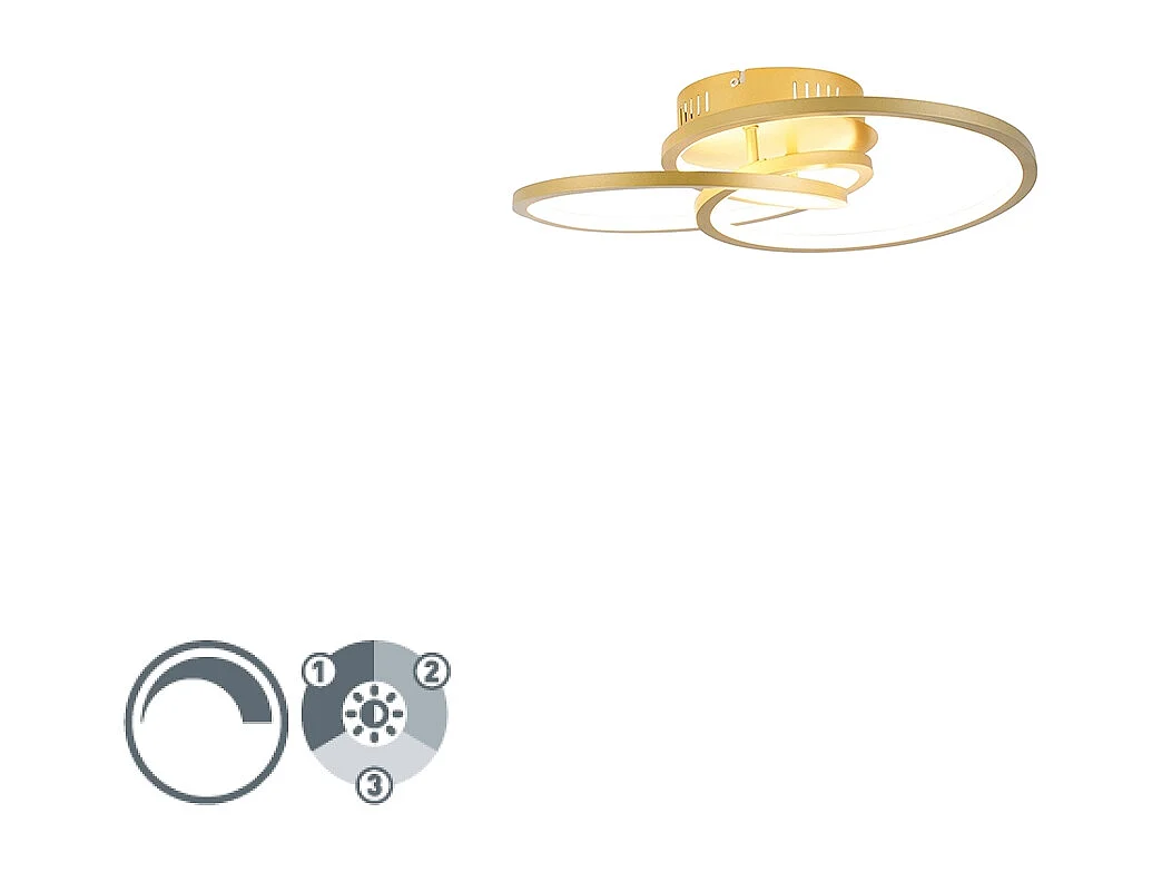 Plafonnier doré 45 cm avec LED 3 étapes dimmable - Rowin