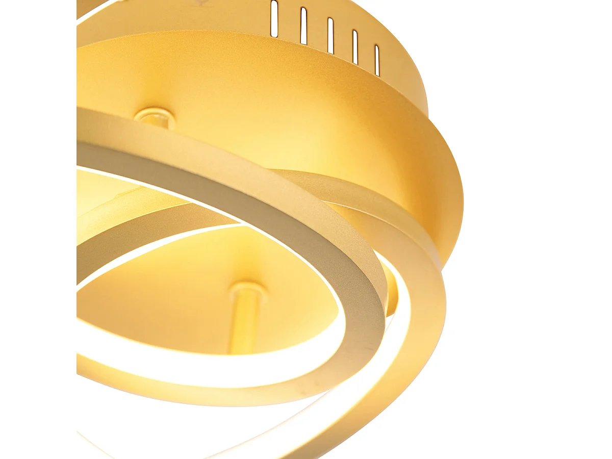 Plafonnier doré 45 cm avec LED 3 étapes dimmable - Rowin