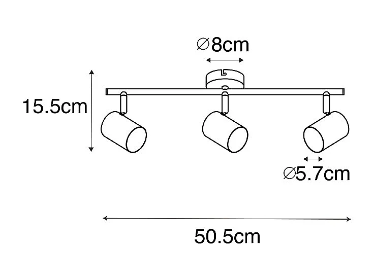 Plafonnier moderne en acier 3 lumières orientables - Jeana