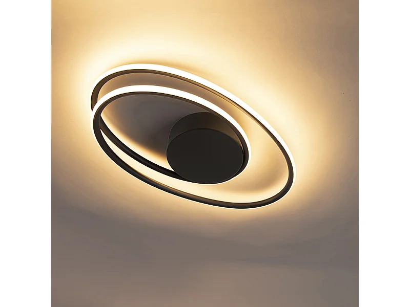 Plafonnier design noir avec LED 3 étapes dimmable - Rowan