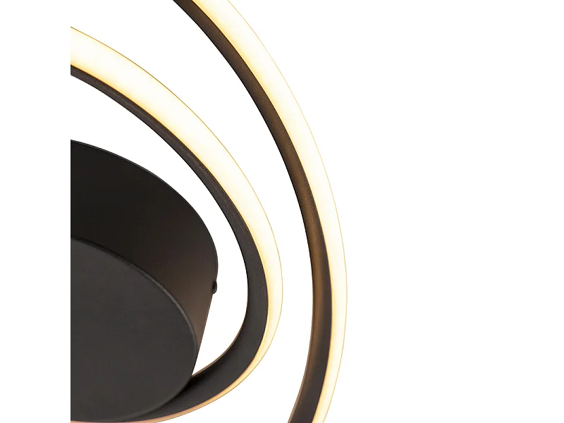 Plafonnier design noir avec LED 3 étapes dimmable - Rowan